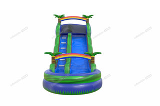 Inflatable Jungle Water Slide Bouncy Jump Castle Bouncer Outdoor Inflatable Palm Trees Water Slide Pool