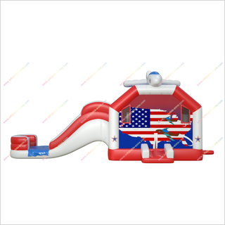 Airplane Inflatable Bouncy Castle And Slide Combo Stars Stripes Inflatable Bounce House And Water Slide - Inflatable-Zone