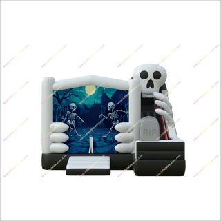 Inflatable Skeletons Funny Haunted House Inflatable Bouncy Slide Combo Set Jumping Castle With Slide Hire - Inflatable-Zone