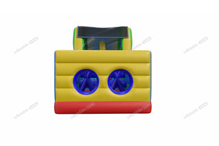 Inflatable Rainbow Obstacle Course Soft Rock Wall Climb And Double Slide Inflatable Obstacle Course Races