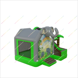 Elephant Themed Inflatable Bounce House Slide Combo Event Jungle Party Bouncy Castle With Slides - Inflatable-Zone