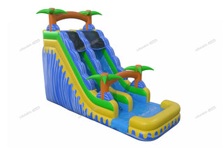 Backyard Waterslide Jumps Inflatable Water Play Tropical Wave Slide Large Inflatable Pool Slide