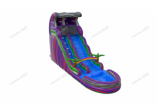 Purple Tropical Crush Inflatable Waterslide Pool Blow Up Party Jump And Slide Inflatables Near Me