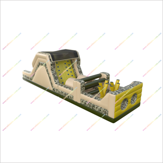 Long Army Inflatable Obstacle Course Outdoor Adults Inflatable Camouflage Obstacle Challenge Course Kids Playground