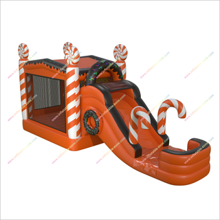 Orange Candy Bounce House And Waterslide Combo Exercise Bouncing Castle With Water Slide Pool Inflatables For Adults - Inflatable-Zone