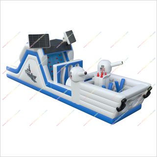 Back Yard Obstacle Course Inflatable Battleship Patriotic Theme Big Assault Bouncy Obstacle Course Rental - Inflatable-Zone