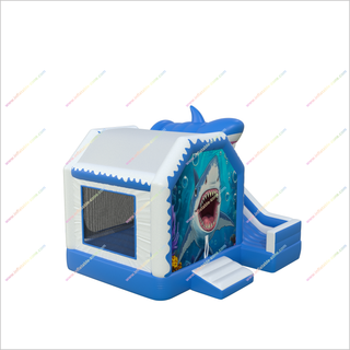 Shark Party Inflatable Castle Slide Soft Toy Combo Big Bounce House With Slide Inflatable Playground For Rent - Inflatable-Zone