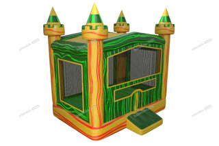 Jungle Castle Inflatable Bouncing House Marble Yellow And Green Inflatable Jumper Party Equipment Rental