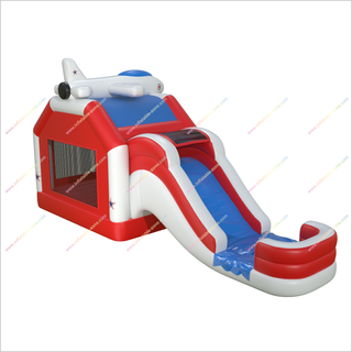 Airplane Inflatable Bouncy Castle And Slide Combo Stars Stripes Inflatable Bounce House And Water Slide - Inflatable-Zone