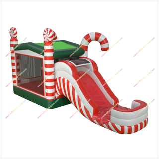 Christmas Candy Cane Bounce House And Water Slide Combo Bouncy Castle And Pool Inflatable Water Slide Rental Near Me