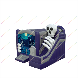 Spooky Skeleton Haunted House Inflatables Bounce And Slide Combo Party Bouncing Castle With Slide - Inflatable-Zone