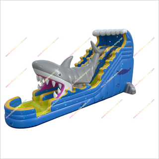 Ocean Theme Giant Shark Inflatable Bouncy Waterslides With Pool Outdoor Backyard Water Slides For Adults