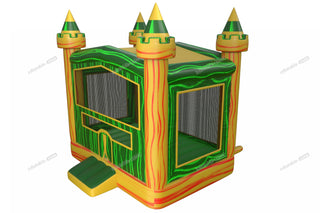 Jungle Castle Inflatable Bouncing House Marble Yellow And Green Inflatable Jumper Party Equipment Rental