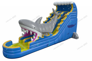 Ocean Theme Giant Shark Inflatable Bouncy Waterslides With Pool Outdoor Backyard Water Slides For Adults