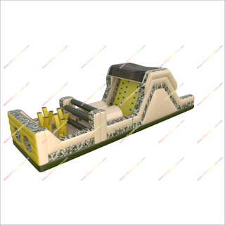 Long Army Inflatable Obstacle Course Outdoor Adults Inflatable Camouflage Obstacle Challenge Course Kids Playground