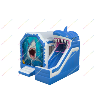 Shark Party Inflatable Castle Slide Soft Toy Combo Big Bounce House With Slide Inflatable Playground For Rent - Inflatable-Zone