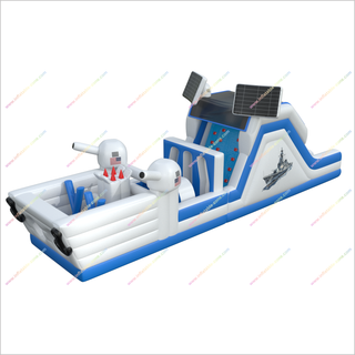 Back Yard Obstacle Course Inflatable Battleship Patriotic Theme Big Assault Bouncy Obstacle Course Rental - Inflatable-Zone