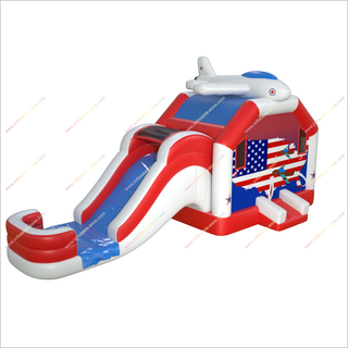 Airplane Inflatable Bouncy Castle And Slide Combo Stars Stripes Inflatable Bounce House And Water Slide - Inflatable-Zone