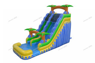 Backyard Waterslide Jumps Inflatable Water Play Tropical Wave Slide Large Inflatable Pool Slide