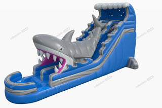 Blow Up Shark Water Slide Inflatable Splash Pool Waterslide Large Slip And Slide Inflatable Play Center