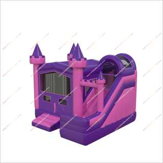 Inflatable Bounce House Slide Pink And Purple Combo Bouncy Castles With Slides Moon Bouncers For Rent - Inflatable-Zone