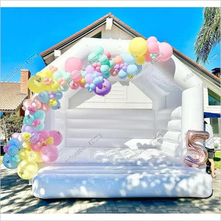 Covered Roof White Mini Inflatable Bounce House Party Jumping Balloon Bouncer For Home